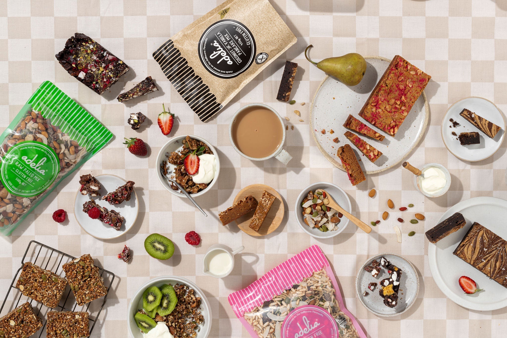 Adelia Fine Foods Gluten Free Range on Table