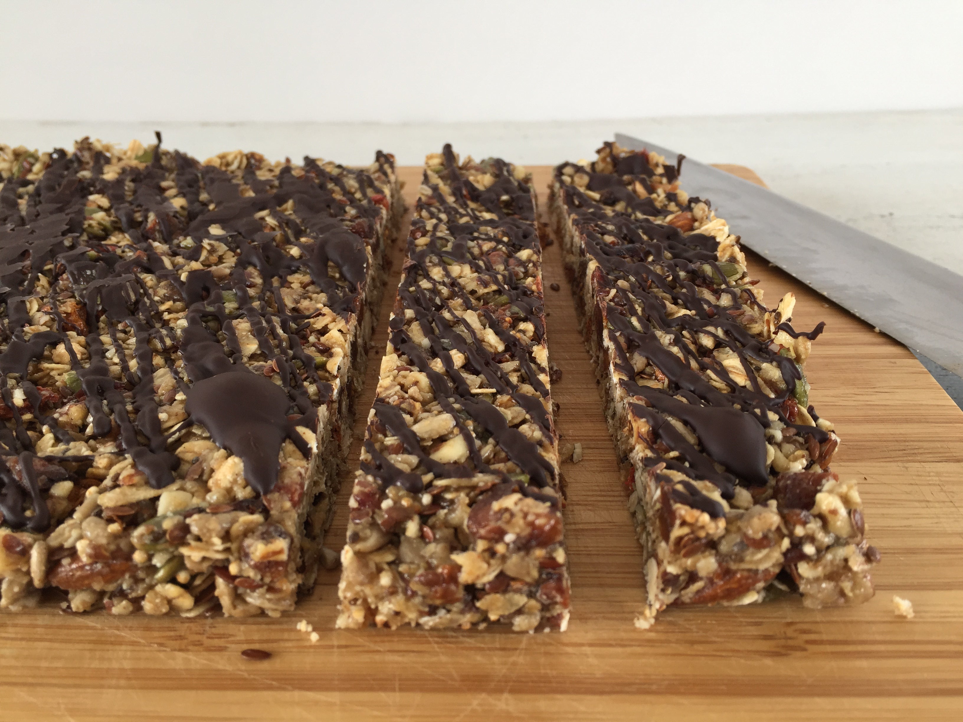 Sesame and Tahini puffed Rice Bars w/ Bittersweet Chocolate